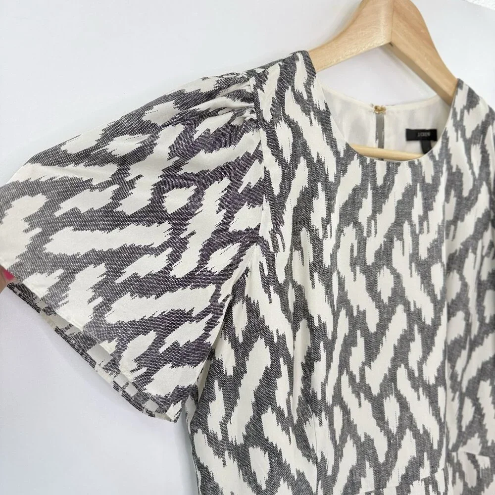 J.Crew 100% Silk Flutter‎ Sleeve Dress Size 6 Preppy Lightweight, Event